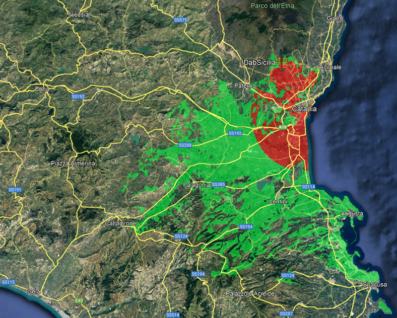 Area di copertura del mux DabSicilia